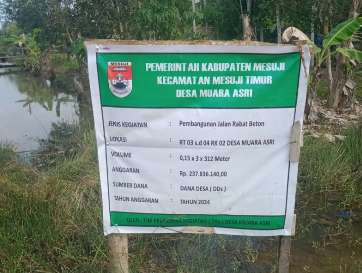 Kades Sudarsono, Realisasikan Dana Desa (DD) Tahap 1 Jalan Rabat Beton Sepanjangan 312 Meter. Sukses