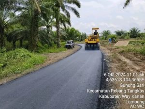 Pembangunan Jalan di desa Gunung Sari Kecamatan Rebang tangkas Telah Rampung Dikerjakan