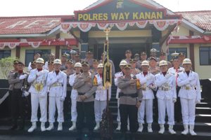 Polres Way Kanan Gelar Penerimaan dan Pengenalan Tunggul Kesatuan Wira Bhakti Ramik Ragom