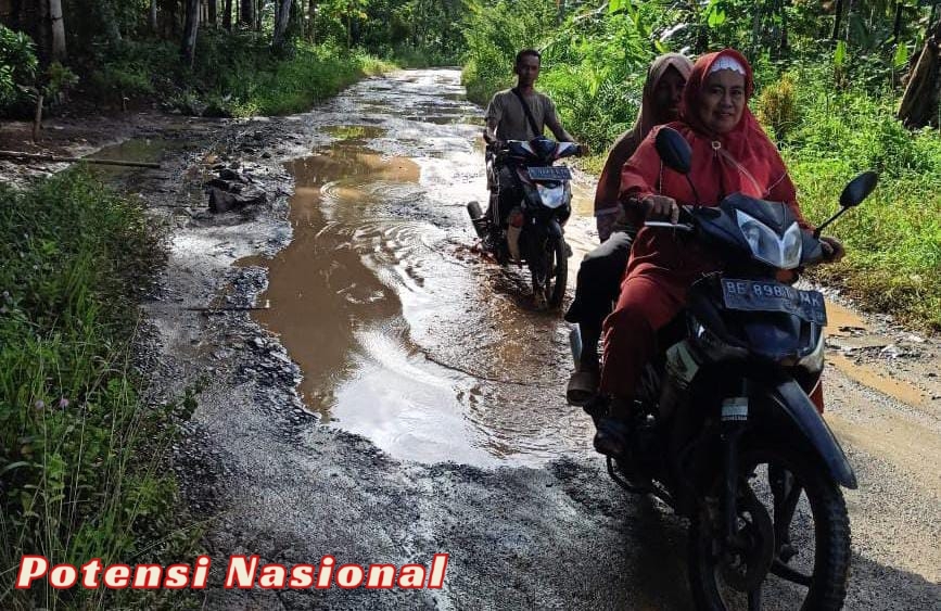 Warga Desa/Pekon Pekonmon Kecamatan Ngambur Mengeluhkan Kondisi Jalan yang Rusak Parah