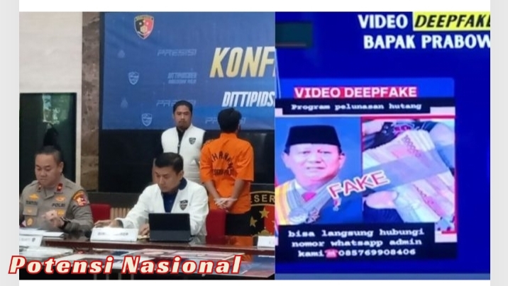Bareskrim Polri menangkap Seorang Warga Kabupaten Pringsewu, JS (25), Yang Diduga Terlibat Dalam Penyebaran Video Deepfake Berwajah Presiden Prabowo Subianto dan Menteri Keuangan Sri Mulyani Untuk Aksi Penipuan.