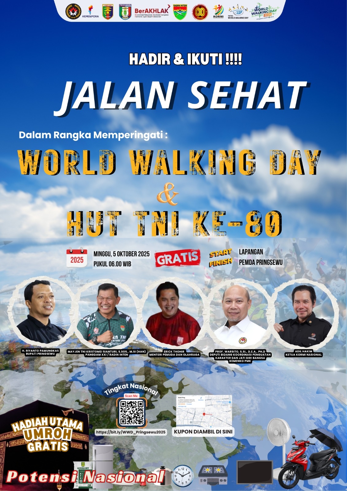 Pringsewu Jadi Tuan Rumah World Walking Day, Belasan Ribu Warga Siap Meriahkan Jalan Sehat