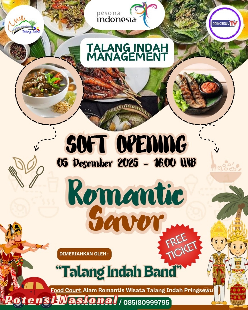 Usung Konsep Food Court Romantic Savor, Wisata Talang Indah Lampung Kembali Dibuka