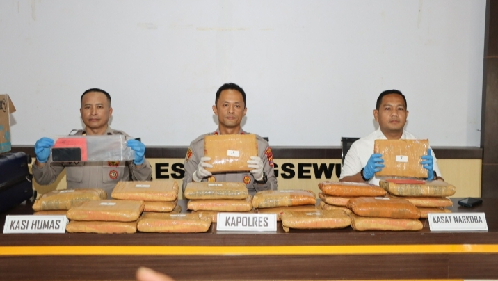 Polres Pringsewu Gagalkan Peredaran 24 Kilogram Ganja, Kurir Asal Sumut Diamankan