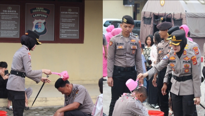Kapolres Pesisir Barat Pimpin Upacara Kenaikan Pangkat 20 Personel Periode 1 Juli 2026