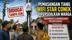 Diduga Langgar Prosedur Perizinan, Pemasangan Tiang WiFi Star Conek PT Serayu Tuai Protes Warga Pesisir Barat