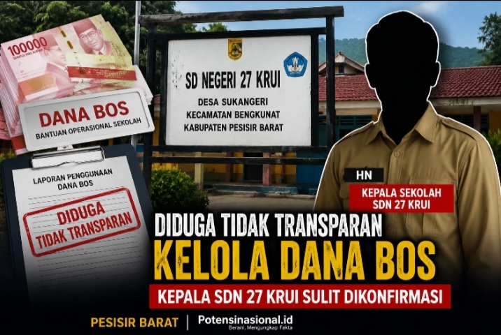 Diduga Tidak Transparan Kelola Dana BOS, Kepala SDN 27 Krui Sulit Dikonfirmasi