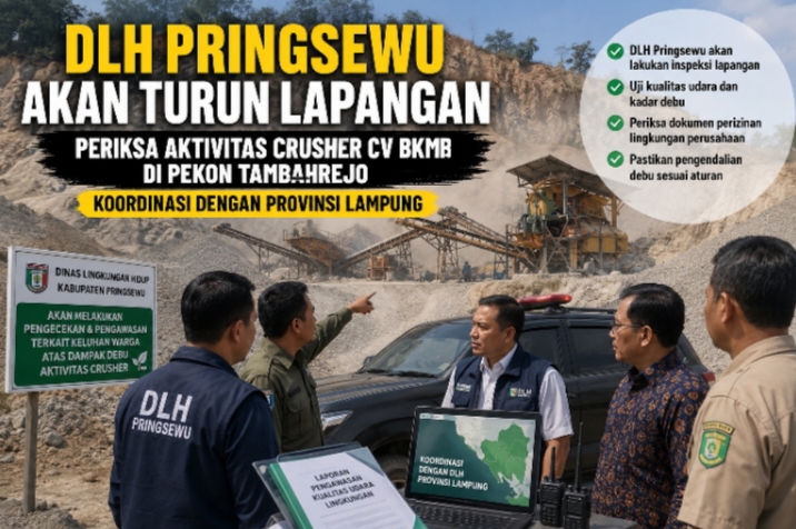 DLH Pringsewu Akan Turun ke Lapangan dan Koordinasi dengan DLH Provinsi Terkait Keluhan Debu Crusher CV BKMB