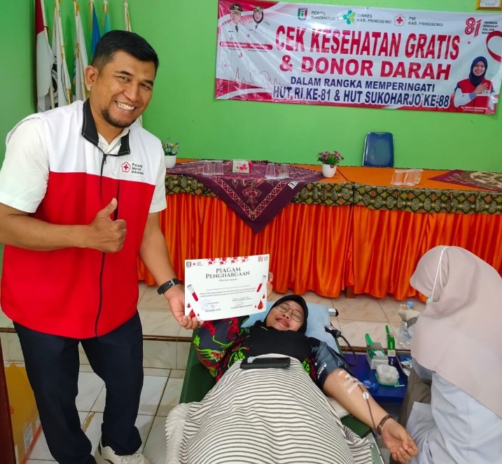 Jesica, Perangkat Pekon Sukoharjo II Jadi Pendonor Darah Yang Ke-1000 Di Kabupaten Pringsewu