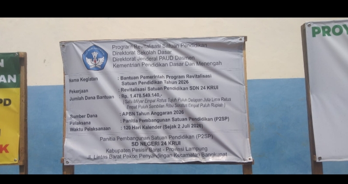 Revitalisasi SD Negeri 24 Krui Disorot, Transparansi Pengelolaan dan Pelibatan Masyarakat Dipertanyakan