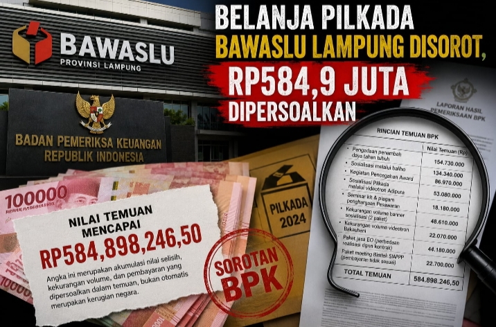 Temuan BPK Rp584,89 Juta di Bawaslu Lampung, Tiga Pejabat Belum Beri Penjelasan