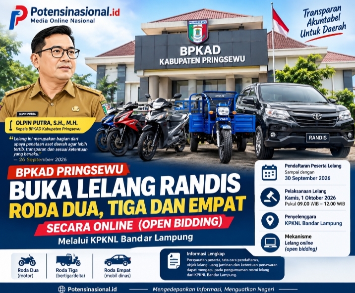 Jadwal Lelang dan Caranya: BPKAD Pringsewu Buka Lelang Randis Roda Dua, Tiga dan Empat Secara Online