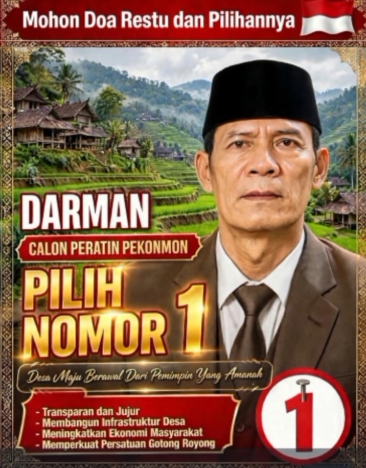 Didukung Masyarakat, Darman Kembali Maju sebagai Calon Peratin Pekonmon Nomor Urut 01