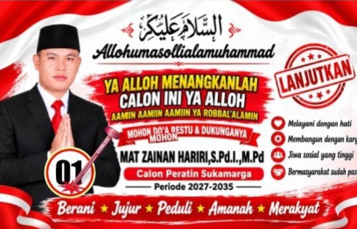 Mat Zainan Hariri Kembali Maju sebagai Calon Peratin Suka Marga Nomor Urut 01, Usung Semangat Persatuan