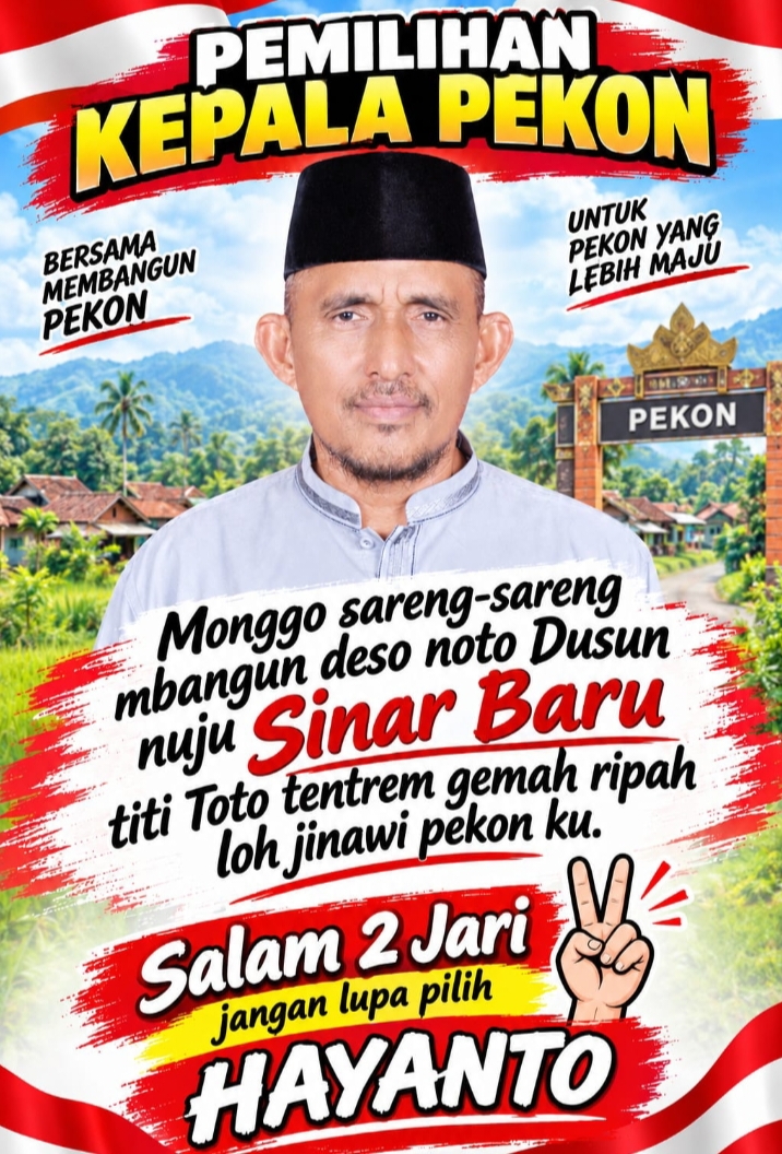 Maju di Pilkakon 2026, Hayanto Nomor Urut 2 Usung Visi Pekon Sinar Baru Induk yang Maju dan Sejahtera
