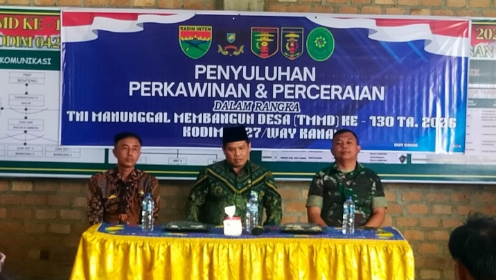 Perkuat Ketahanan Keluarga, TMMD ke-130 Kodim 0427/Way Kanan Gelar Penyuluhan Perkawinan dan Perceraian