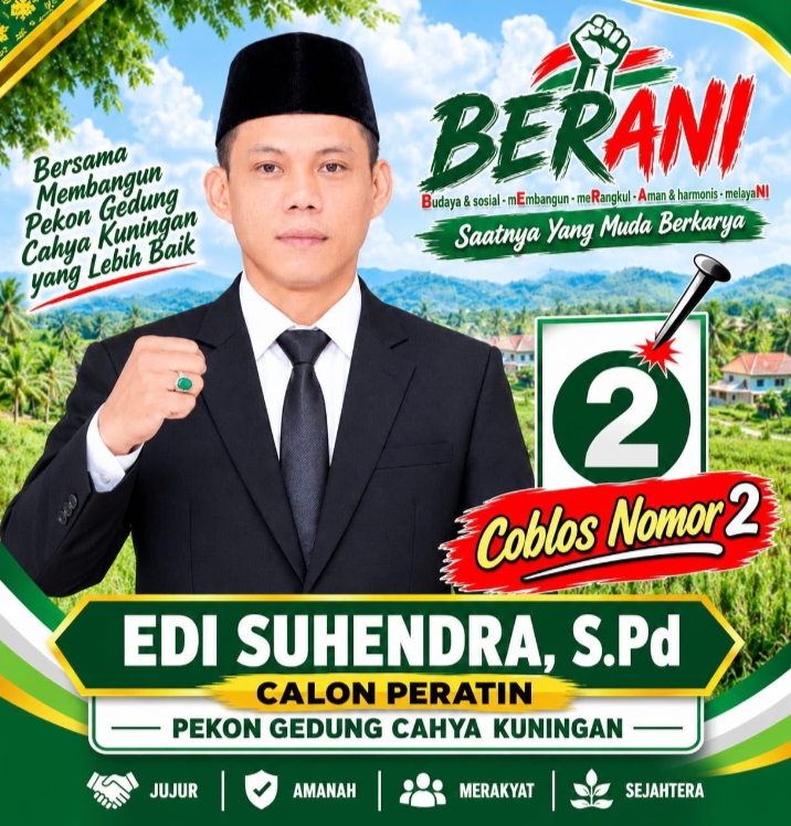 Edi Suhendra Nomor Urut 02, Siap Mengemban Amanah Masyarakat Pekon Gedung Cahya Kuningan